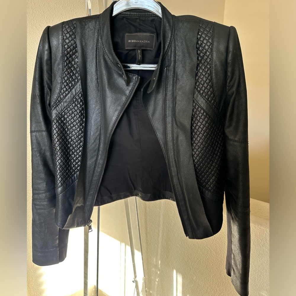 Beautiful BCBG MAX AZRIA Misa Blocked Jacket Moto Jacket